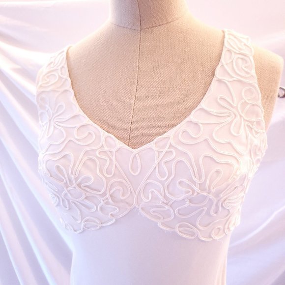 SALE Vintage Rampage Off White empire waist sheath gown 3 lace top vneck - Picture 3 of 9